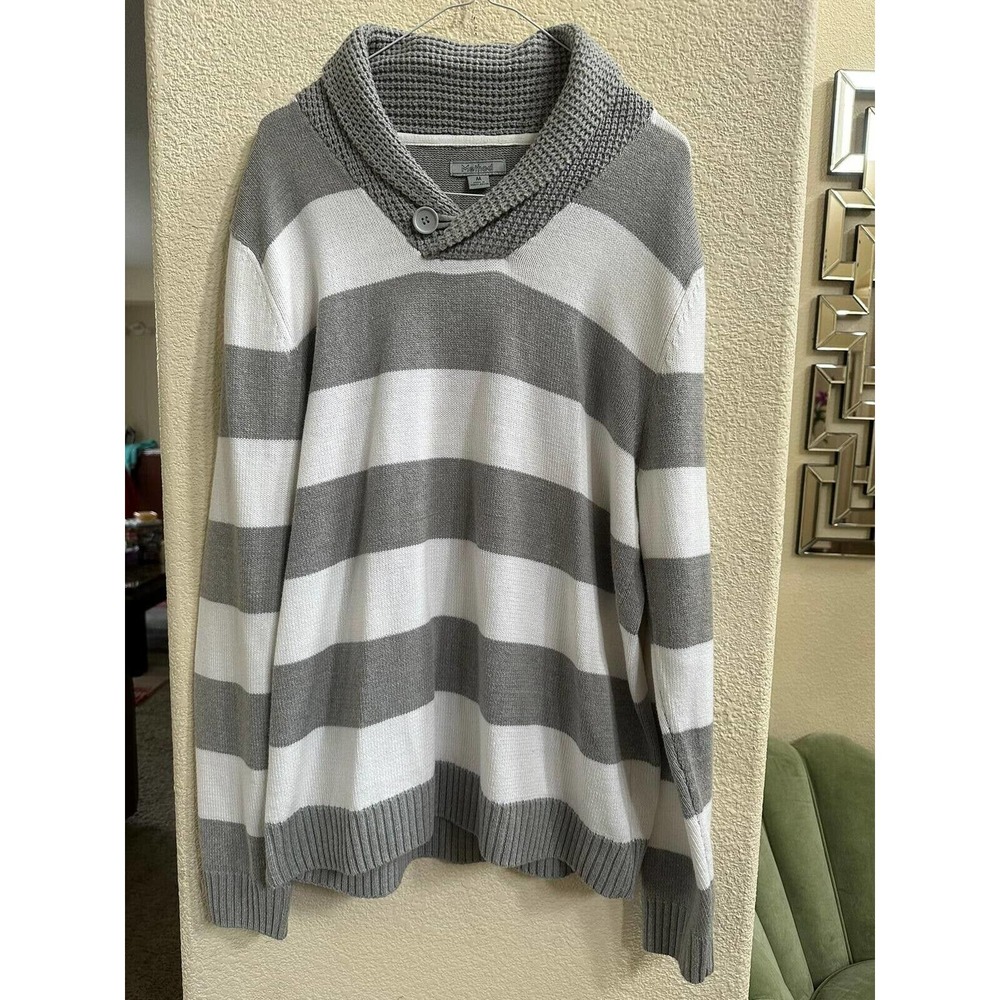 Method Gray/White Stripes Pullover Men's Sweater Size M